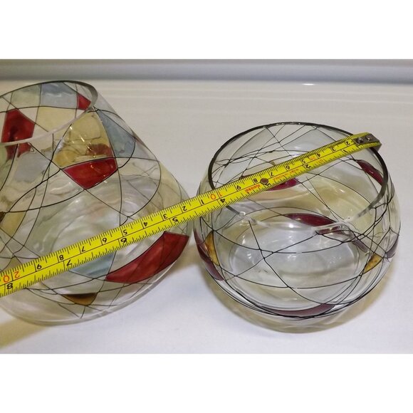 PartyLite Mosaic Calypso Jar Glass Candle Shade Vase & Lampshade Set Abstract - Picture 6 of 12